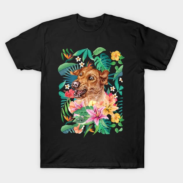 Tropical Labrador Retriever 7 T-Shirt by LulululuPainting